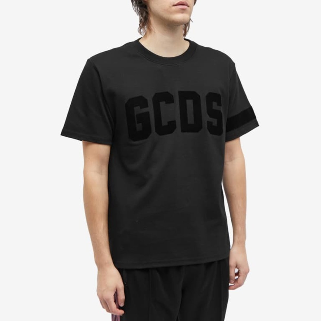 Image of GCDS - T-shirt con logo in velluto - Colore: Nero,