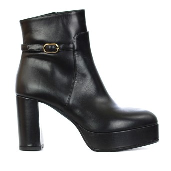ALBANO - Leather ankle boot with ornamental buckle