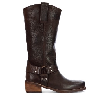 G.P. BOLOGNA - Leather ankle boot with ornamental buckle