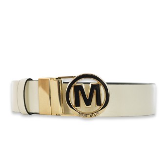 MARC ELLIS - Reversible genuine leather belt with monogram buckle
