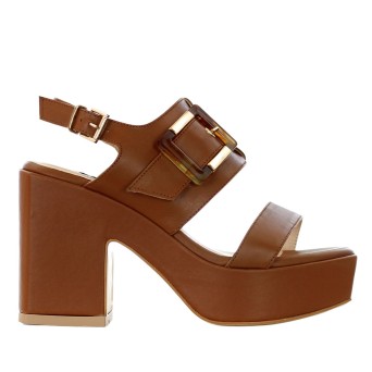 ALBANO - Leather sandal with maxi buckle
