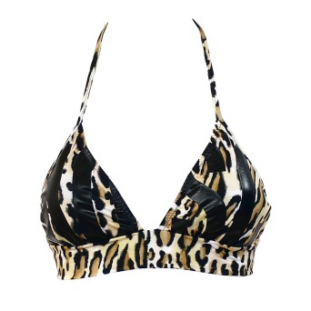 MOSCHINO SWIM - Top bikini con stampa leopardata