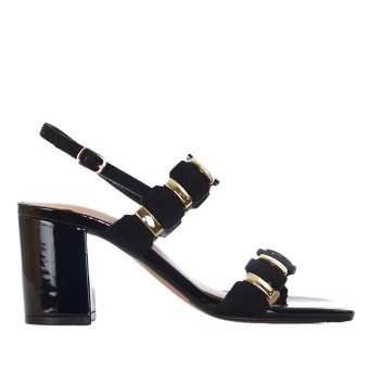 EXE' - Suede and patent sandal with studs