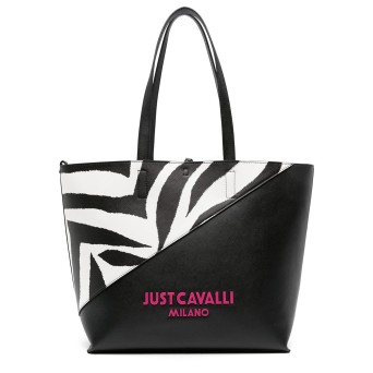 JUST CAVALLI - Printed and logo tote bag